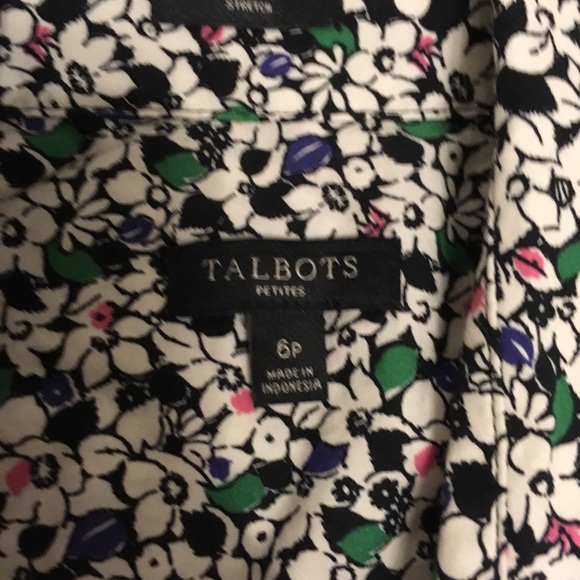 Talbots 6p cotton floral button down shirt - Picture 2 of 5